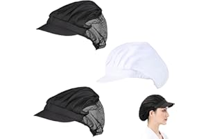 HZZXCH 3Pcs Chef Hat Catering Hats,for Chefs Servers Industrial Workers Cleaners and Bakers Adjustable Cooking Cap Hair Nets Catering Hats Half Mesh Half Cloth Chef Hat(Black,White)