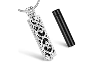UICCVOKK Urn Necklace for Ashes Pets Ashes, Keepsake Memorial Lockets Ashes Holder for Human Cremation Jewellery For Ashes with Hollow Cylinder Vial Urn Necklace, Memorial Pendant (B)