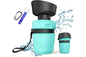 ZONSUSE Przenośna butelka na wodę dla psa, ulepszona butelka podróżna 2 w 1, antybakteryjna butelka na wodę i miska klasy spożywczej, szczelna butelka na napoje dla psa, kota, kubek do picia dla zwierząt domowych, prezent dla psa, 520 ml (bez BPA) (jasnoniebieska)