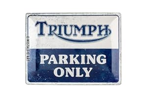 Nostalgic-Art Retro tabliczka z blachy, 30 x 40 cm, Triumph – Parking Only – Pomysł na prezent dla motocyklistów, Official License Product (OLP), z metalu, Styl vintage