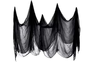 UDIKEFO Halloween Creepy Cloth, 200 x 78 Inch Scary Spooky Cloth Creepy Gauze Freaky Black Cloth for Halloween Party Supplies Decorations Outdoor Yard Home Wall Decor