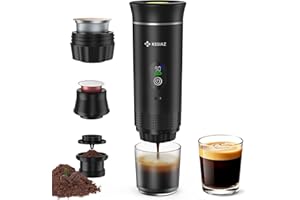 Kssiaz Machine à Espresso Portable, Machine à Espresso de Voyage 20 Bars Auto-Chauffante, Mini Cafetière, Compatible avec Café Moulu et Capsules NS pour Camping, Voyages, Bureau à Domicile, Noir