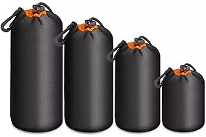 Yangers 4er-Pack kamera objektiv tasche Set, 4mm Neopren camera lens objektivtasche wasserabweisende Kordelzugbeutel – S / M / L / XL beutel für Canon Sony DSLR & spiegellose objektivbeutel