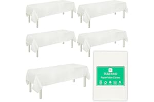 Table Kind 5× Weiße Einweg-Tischdecke aus Papier – Schlichte FSC-Tischdecken für Geburtstag, Hochzeit, Catering, Restaurant, Jubiläum