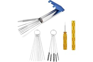 ISSIMOBER Set Di Pulizia per Carburatore, Rimozione Dello Sporco, Kit Di Attrezzi per La Pulizia Del Carbonio per Moto, Atv, Ciclomotore, Carburatore, 13 Cavi Di Pulizia, 10 Aghi per La Pulizia, 5 Spazzole In