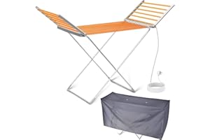 Rumicet Tendedero Electrico de Ropa, 18 Barras Calefactoras, Tendedero Electrico Que Ahorra Espacio, Secado Rapido, Tendedero Calefaccionado para Interiores Adecuado para la Mayoría de Las Telas