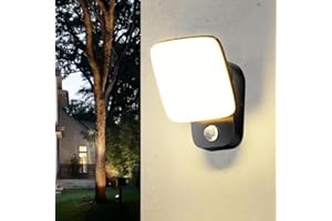 HaoDrisk 18W Applique Murale Exterieur LED Eclairage Exterieur avec Detecteur - Étanche IP65 Interieur 3000K Lampe Murale avec Pivotant à 360° Aluminium Panneau LED pour Terrasse Entrée Jardin Garage