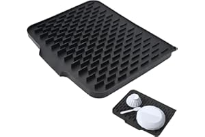 LXBCTOP Abtropfmatte aus Silikon, Schwarz Abtropfmatte aus Silikon für Geschirr, Dish Drainagematte, Abtropfmatte für Geschirr, Hitzebeständig, für Zuhause, Küchenspüle, Badezimmer, Wohnzimmer (40*32CM)