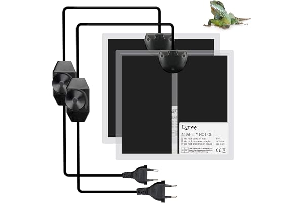 LERWAY Tapis Chauffant pour Terrarium 2 pièces Tapis Chauffant Aquarium Vivarium Imperméable Contrôleur de Température pour Reptiles Lézards Geckos Serpents Tortues Araignées (2 pièces-5W)
