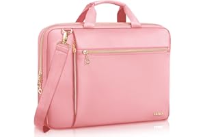 Lausiax Laptop Case Bag Women Men Computer Sleeve Compatible with MacBook/Dell/HP/Acer/ASUS/LG, Waterproof Shoulder Carrying Briefcase, Pink, 17-17.3 Inch
