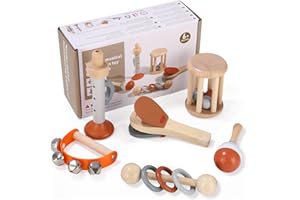 Zhufas Musikinstrumente Für Kinder, 6 PCS Musikinstrumente Musical Instruments Set, Montessori Spielzeug, Spielzeug Von Holz Percussion Kinder Schlagzeug Set, Kinderspielzeug Ab 1+ Jahre.