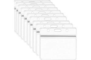 SumDirect Thick Clear Plastic Horizontal Badge Holders, Name Tag Holders, Card Holders (50)