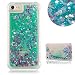 Produktbild Aearl Für iPhone 6 Plus/6S Plus Treibsand Handyhülle, Silikon TPU Weich Stoßfest Bumper Schutzhülle Glitzer Durchsichtig Süße Flüssig Bewegende Quicksand Hülle mit Displayschutzfolie - Grünes Herz