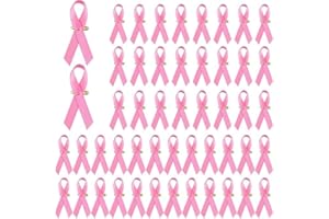 OHLING Pink Ribbon Pins 50 Pcs,Cross logo charity event badge Health Awareness Lapel Pin Breast Cancer Awareness Lapel Satin Brooch Pins for Charity Fundraising,Memorials Activity, HIV, Drug Prevention