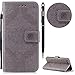 Produktbild WIWJ Schutzhülle für iPhone 6 Plus Handyhülle Leather Case für iPhone 6S Plus Hülle Lederhülle [Imprinting retro Blumen Leder Handy Shell]Hülle für iPhone 6 Plus/iPhone 6S Plus-Grau