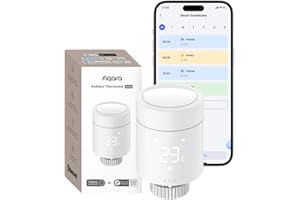 Aqara Smartes Heizkörperthermostat W600, Unterstützt Zigbee/Thread, Energiesparen, Sprachsteuerung, Zeitplan, Geofencing, Kompatibel mit Apple Homekit, Home Assistant, Alexa, Google