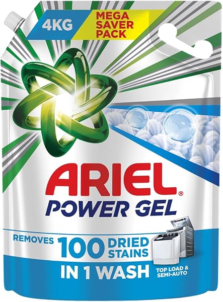 Ariel Power Gel Liquid Detergent for Top Load & Semi Auto – 4kg | Removes…