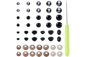Cheriswelry 653pcs Black Plastic Doll Eyes & Noses Crafts Stuffed Crochet Toy Eyes Noses with Washers Plastic Handle for DIY Doll Plush Toys Stuffed Animals Making