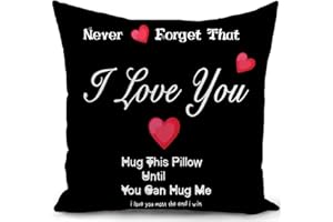 HUASHUZI Cushion Covers Valentines Gifts for Boyfriend Girlfriend Anniversary Wedding Gifts for Her Husband Wife Birthday Couples Heart Hug Long Distance Relationship Cute Throw Pillow Couch Sofa (45x45cm)