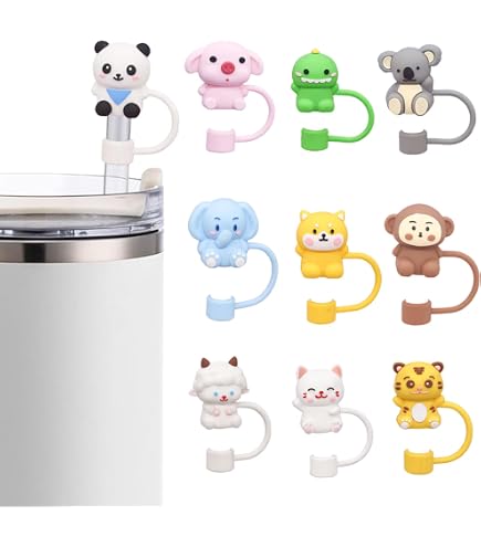 Silikon-Strohhalm-Abdeckung Für Stanley-Becher – Elefant & Löwe Design, 10 Mm – Niedlicher Strohhalm-Aufsatz