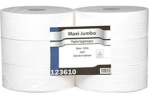 Papier toilette Maxi Jumbo - 6 Rouleaux de 350 m - 2 plis - Le Pro du Médical