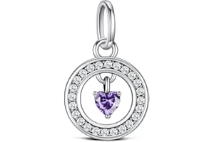 KEQ Birthstone Charms for Pandora Me Bracelet 925 Sterling Silver Simulated Birthstone Heart with CZ Charm Pendant Bracelet Necklace Jewelry Gifts