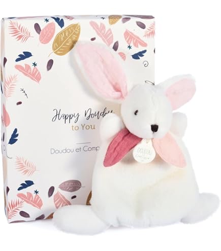 Doudou Et Compagnie Happy Wild - Telo Da Museo Per Bambini - Coniglietto Morbido Con Pompon - Colori Glossy E Pop