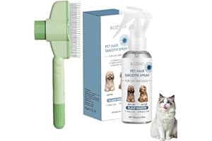 ZNNHNN Sciogli Nodi Pelo Cane e Gatti Spray + Spazzola per Cani e Gatti,Kit Districante per Animali Domestici,Contiene Olio di Cocco,Districa e Rimuove Gli Odori (100ml, Pettine verde per animali domestici)
