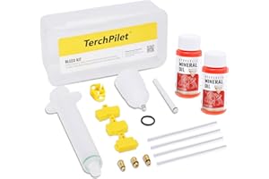TERCHPILET Brake Bleed Kit for Shimano,Tektro Hydraulic Disc Brakes - 120ml/4oz Mineral Oil - Upgraded 40ml Syringe,Metal Connectors, Clear Funnel,Instruction Manual