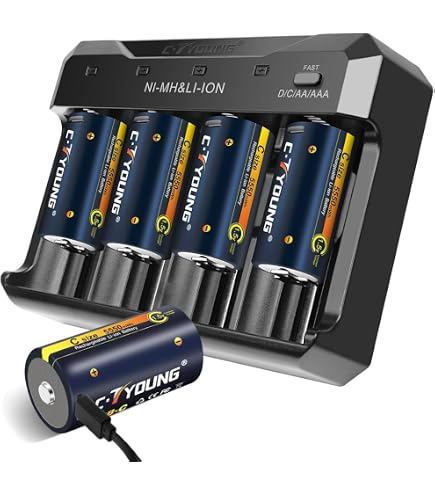 CITYORK USB-C Aufladbare C Batterien – 4 Stück, 1,5V, 5500mWh, Mit Typ-C Ladekabel, Für Spielzeug & Elektronik