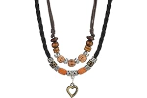 SHIEAGLELD Collar Cuero Hombre Estilo Bohemio para Hombre, Colgante de Cuero Estilo Surfista para Hombre y Mujer, Collar de Tribu Antigua, Longitud Ajustable