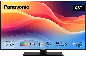 Panasonic TB-43W61AEZ, W61 Serie, 43 Zoll, 4K Ultra HD LED Smart TV, 2025, TiVo, Dolby Vision & Atmos, Game Mode Plus, Alexa & Google Sprachsteuerung, Schwarz