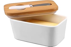 Xabono Butter Dish With Lid Porcelain Butter Container For Counter - Butter Dish With Lid And Knife White Butter Dish With Lid Ceramic - Preserve the Freshness Butter Dishes