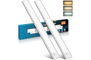 COTLEDL 40cm Under Cabinet Kitchen Lights with Motion Sensor,2 Pack 78LEDs Type-C 2500mAh Rechargeable, 3 Color Temps 10%-100% Dimmable Cupboard Cabinet Light for Kitchen, Bedroom, Hallway