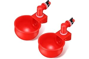 FIYSON 2/4/8/10pc Automatiques Supplies Abreuvoir Poules Tasses à Bol Bol en Plastique, Volailles Distributeurs D'eau Automatique de L'eau Potable Tasses pour Poussins Cailles Canards Bird (2PC)