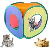 Busstier Rainbow Colorful Folding Cat and Dog Play Tunnel, Long Fun Pet Toy Tunnel (Cube Shaped)