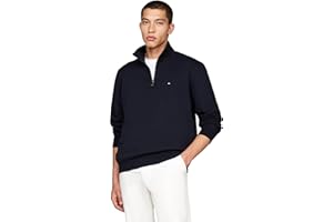 Tommy Hilfiger Herren Sweatshirt mit Reißverschluss Essential Fleece 1/4 Zip Troyer Kragen