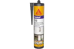 SIKA - Mastic silicone de construction - SikaSeal-110 Menuiserie & Vitrage noir - Joints de menuiseries et vitrages - Extérieur et intérieur - 300 ml