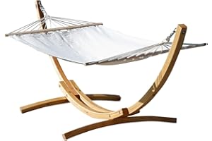 ALEOS. 320cm Hängemattengestell Blanca Hängematte mit Gestell aus Holz Lärche mit Stabhängematte
