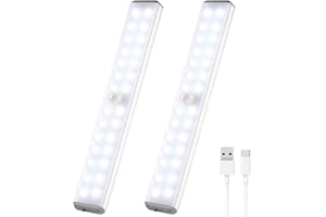 VCY Under Cabinet Lights, 280 Lumens Wireless Motion Sensor Light with 4 Modes, USB Rechargeable Closet Lighting, Magnetic & Adhesive Stick-On for Kitchen, Wardrobe, Hallway, Stairs, Cupboard (2 Pack)
