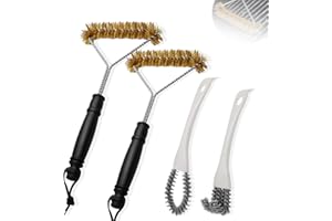 JIHXYER Set di spazzole per la pulizia del barbecue, in ottone, 30,5 x 16 cm, setole in ottone, per barbecue, barbecue a gas, barbecue a carbonella