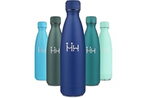 KOLLYKOLLA Garrafa Termica 500ml, Botella Termica sin BPA Reutilizable, Botella Agua con Doble Pared, A Prueba de Fugas, Botella Agua Acero Inoxidable Ideal para Colegio, Gimnasio, Oficina, Deporte, Camping
