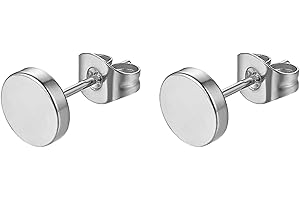 Flongo Orecchini Rotondi a Bottone Acciaio Inossidabile Colore Argento da Uomo Donna 3-14MM Piercing per Orecchini