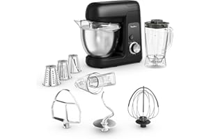 Moulinex Bake Partner, Robot pâtissier, 1100 W, Performances durables, Kit d'accessoires BakeGood, Mouvement planétaire QA522810, Noir Glama