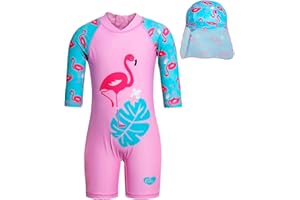 Jurebecia Girls Unicorn Swimming Costume UV Protection Swimming Suit for Girls Swimsuit Rash Guard with Swimming Cap Water Sport
