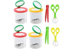 ABIEMUCE 8 Stück Becherlupen Set für Kinder mit 2 Pinzetten und 2 Insektenfängern