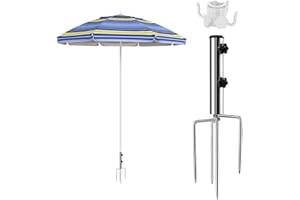 Piquet de Gazon Pour Parasol,Piquet Parasol Plage avec 4 Piquets Amovible Réglable,Support de Parasol Avec Ancrage Au Sol,Support de Parasol Amovible pour Pêche,pour Parasol,Parasol de Jardin