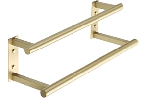 Mooche Golden Towel Rail Wall Mounted,Bathroom Towel Holder Double Towel Rack for Bathroom,SUS304 Stainless Steel 400MM Towel Shelf Double Towel Bars for Hotel,Kitchen,Drawing Room,Toilet