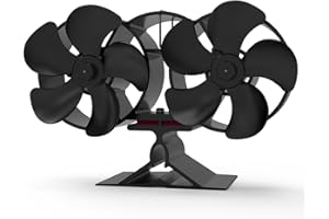 weareok Ofenventilator Kamin Ventilator Kaminventilator Kaminbesteck Lüfter für Kaminofen Holzofen Pelletofen ohne strom Leiser Betrieb mit Thermometer Wärmebetriebener Ventilator (Größe XL)