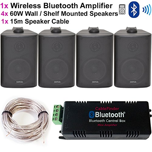 Buy Wireless Bluetooth Amplifier & 4x 60W Wall Corner Speakers Kit